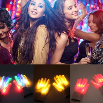 

Pair of Colorful LED Finger Lighting Flashing Gloves Rave Light Festive Event Party Supplies Luminous Cool Skeleton Glove Light