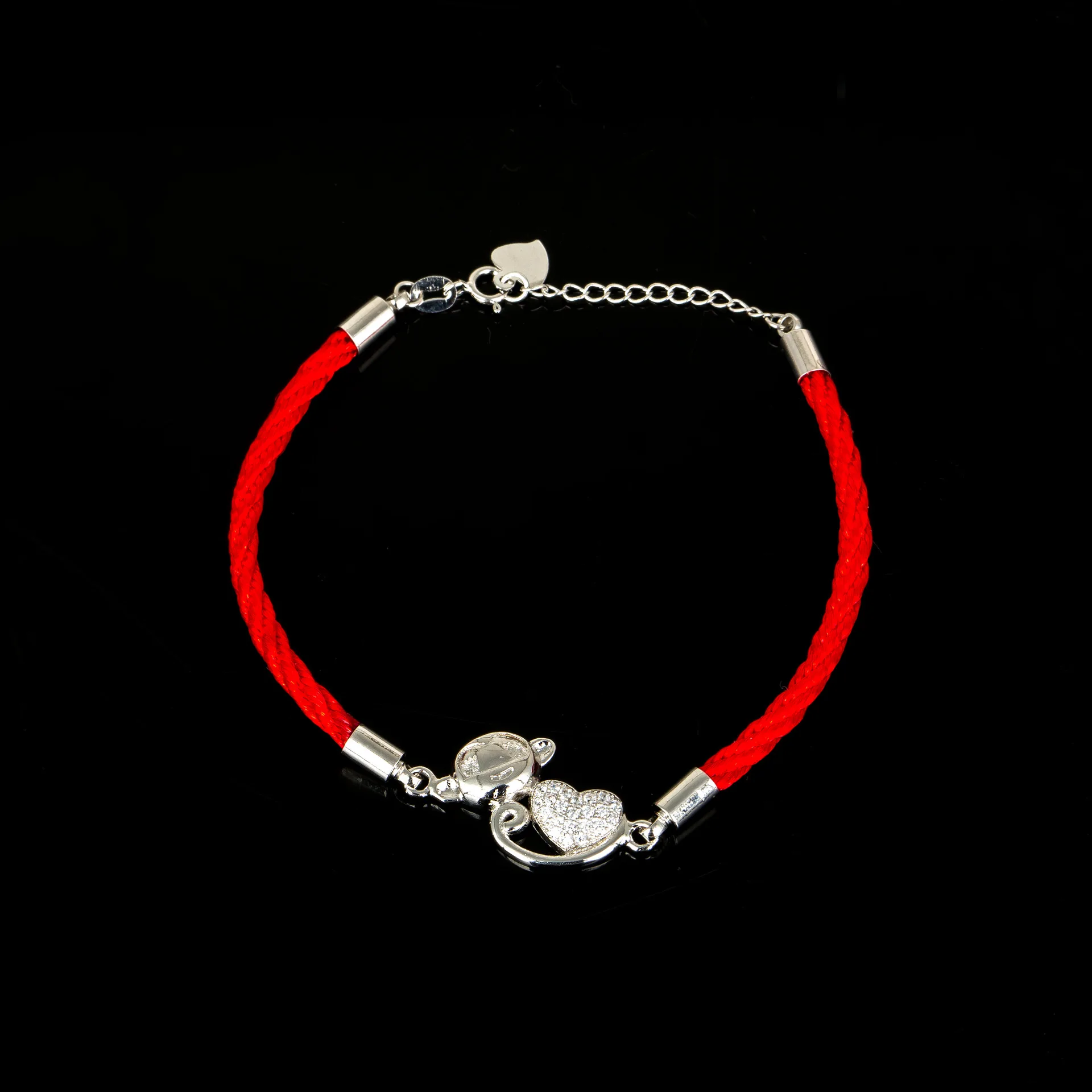 

925 Sterling Silver Bracelet Lovely Monkey Heart The Red Rope Bracelet