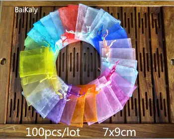

Household 100pcs 24 colors jewelry bag 7x9cm organza bags wedding christmas gift bag jewelry packaging display jewelry pouches
