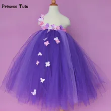 Новая Цветочная фея платье Тюлевое платье-пачка Дети День рождения Свадебные платья подружки невесты платья для детей костюм принцессы