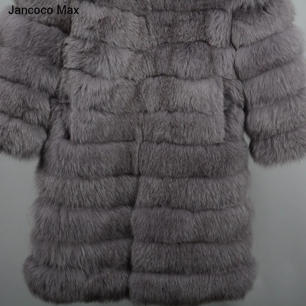 Jancoco Max 11 рядов зимняя теплая длинная шуба из натурального Лисьего меха женская