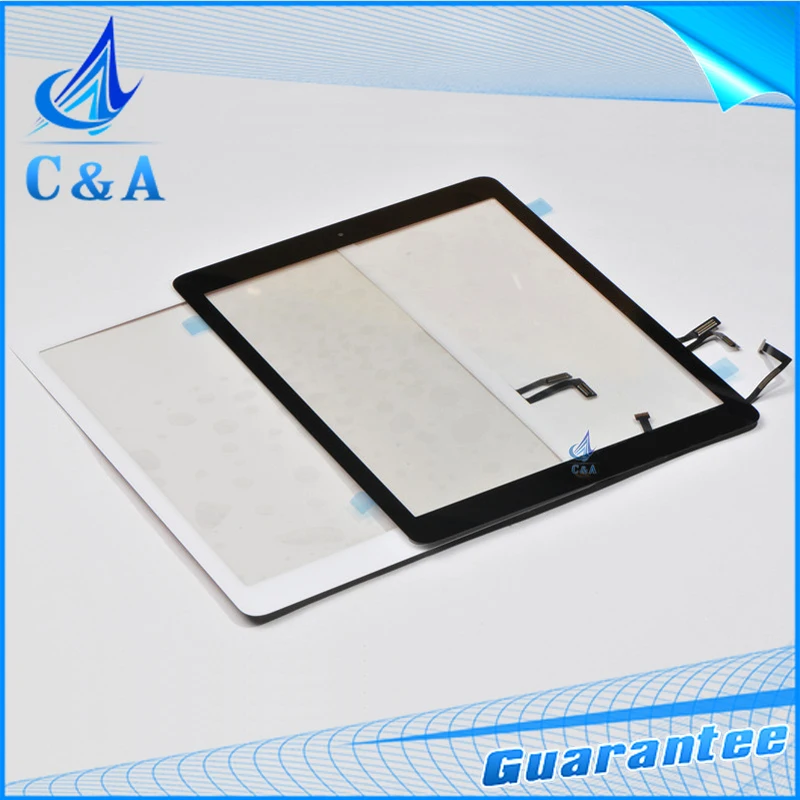 10 pcs free shipping black white replacement parts for iPad Air 5 5th touch screen digitizer front panel +home button assembly