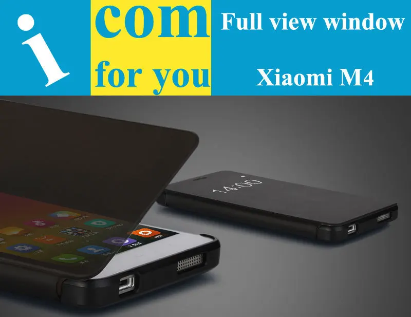 ROCK Brand see-through Full Screen View window Flip Leather case for Xiaomi M4 Mi4 Smart Sleep with packing |