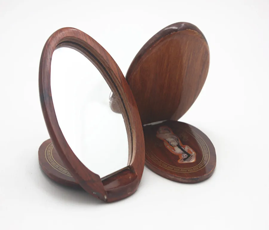 

2pcs makeup mirror Vietnam mahogany wood mirror dressing small mirror