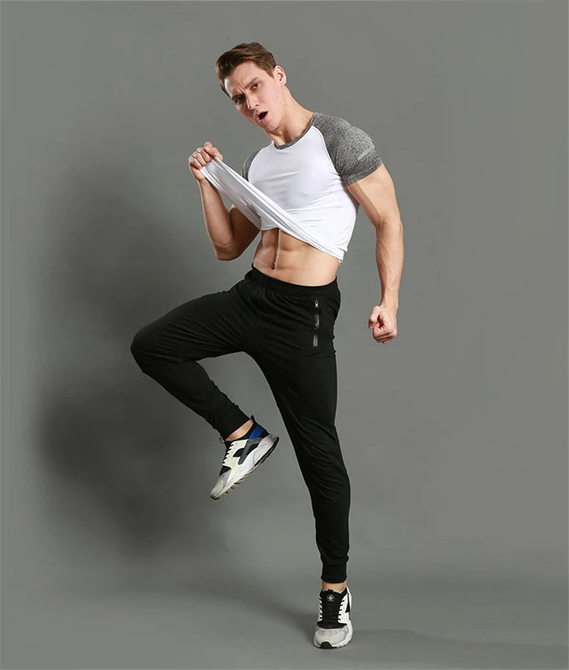 Large Cotton Men Full Sportswear Pants Traning Elastic Cotton Mens Fitness Workout Pants Skinny Sweatpants Trousers Jogger Pants