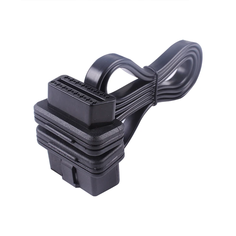 Плоский тонкий кабель 60/100 см OBD2 16pin As Noodle OBDII 16Pin ELM327 штекер гнездо локоть