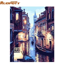 RUOPOTY Frame Veneza Paisagem DIY Pintura Por Números Kit Imagem Por Números Presente Original Pintura Caligrafia Arte Home Da Parede