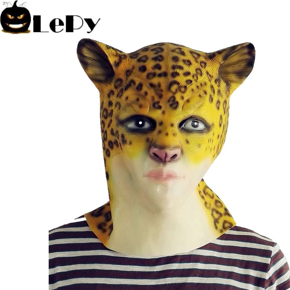 new Leopard Mask Animal Cosplay Latex Party Mask Halloween Masquerade