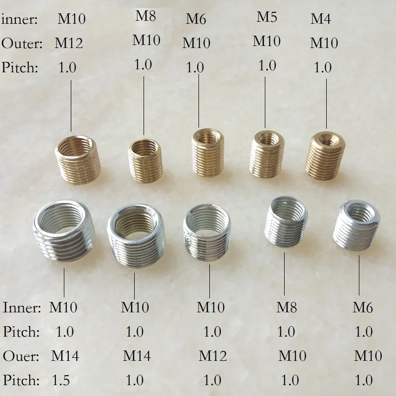 10 шт./лот M4/5/6 M10, M8 для M10, M10 для M12/M14 Резьбовая полая труба адаптер внутренней и внешней резьбовые фитинги для труб шарнир адаптер