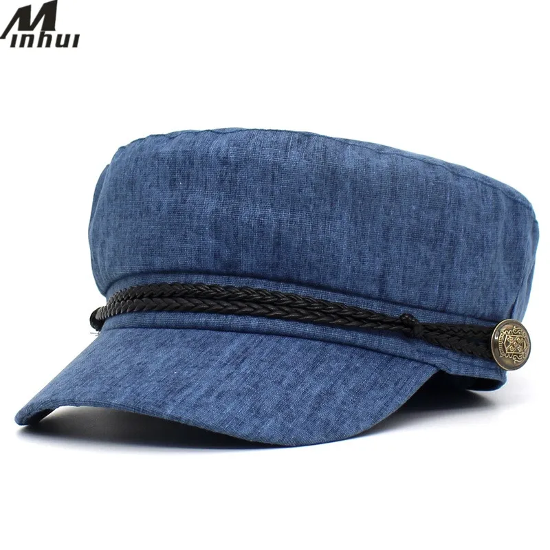 

Minhui2018 New Cotton Linen Military Hat Army Cap Spring Summer Hats for Women Sailor Gorras Female Cap