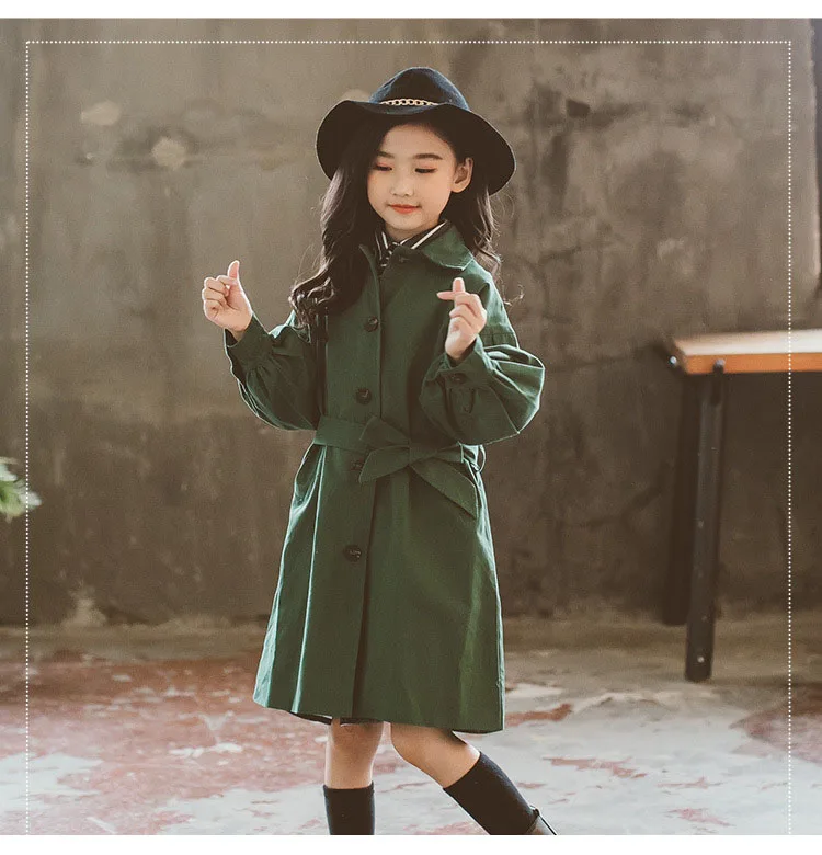 khaki green long belt jackets for teenage boys long sleeve trench coat kids outerwear top clothing children jacket for baby girl (26)