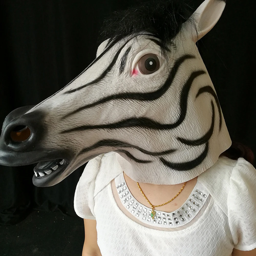 Latex Horse Head Full Overhead Mask Celebrate Halloween Creepy Party