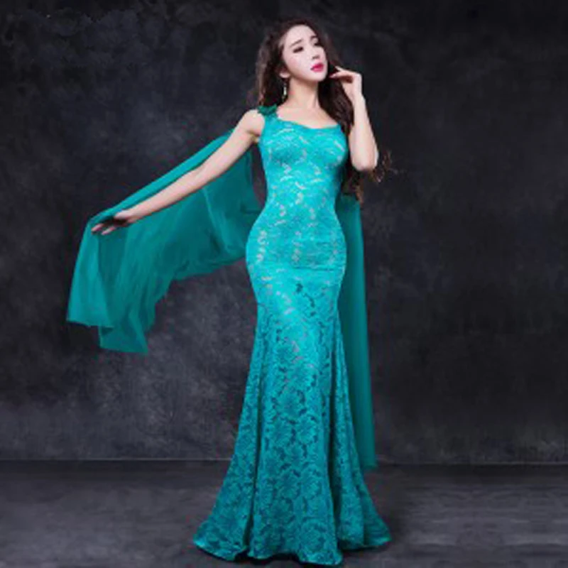 

New 2017 Lace Belly Dance Costumes Suits nice Sexy Luxury Belly Dancing Spandex Outfit Dresses dancing long Skirt 4 colors