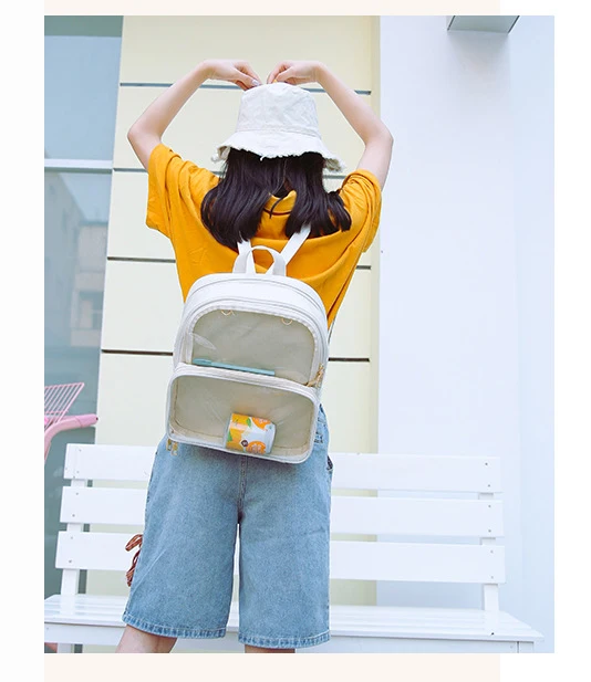 Прозрачный женский рюкзак Itabags Harajuku, водонепроницаемая, кавайная, прозрачная сумка для школы, подростка, девочек, сумки через плечо