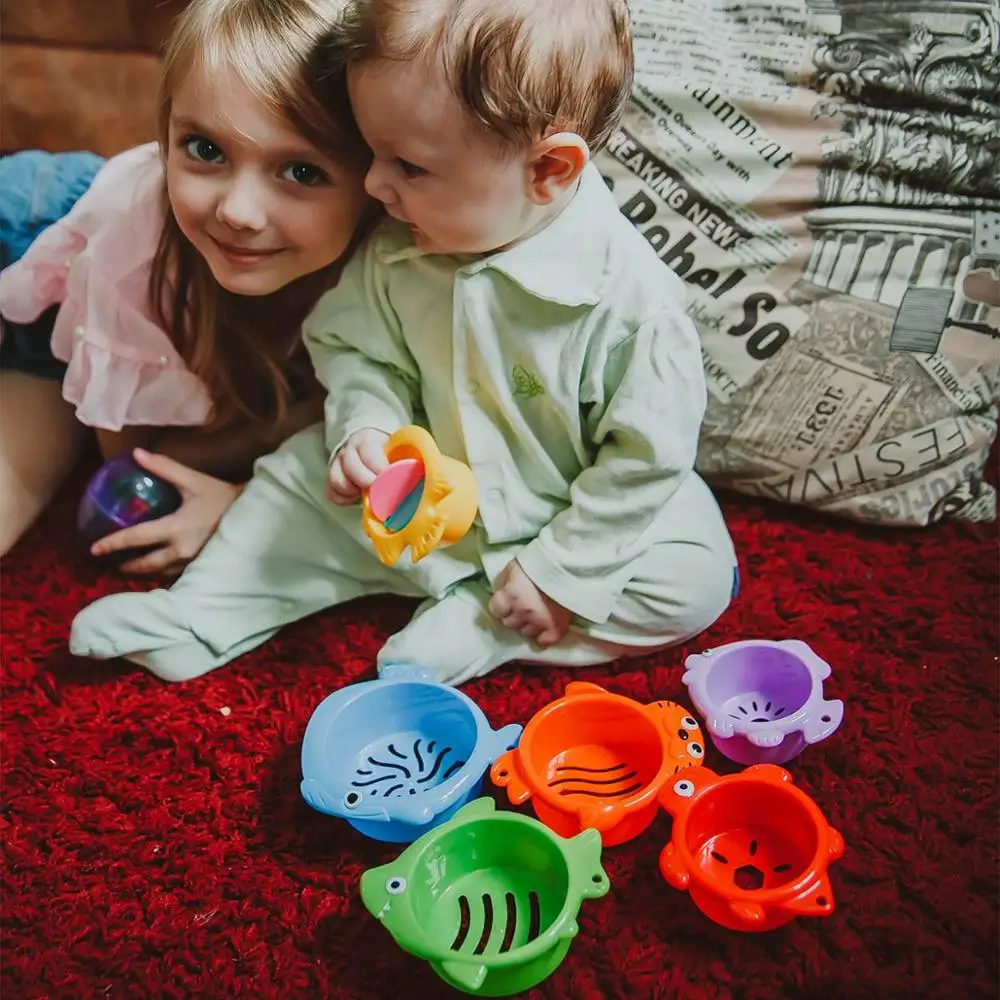 6 قطعة مجموعة كومة كوب الطفل حمام لعبة طفل الحمام التعليم لعبة الماء الطفل الصبي فتاة 1 إلى 3 طفل حوض الاستحمام رغوة الشاطئ السباحة بركة