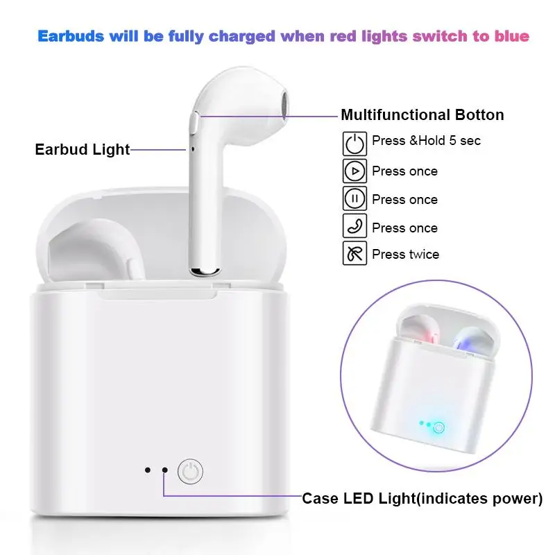 I7s TWS Bluetooth наушники туры Беспроводная гарнитура стерео беспроводные спортивные с