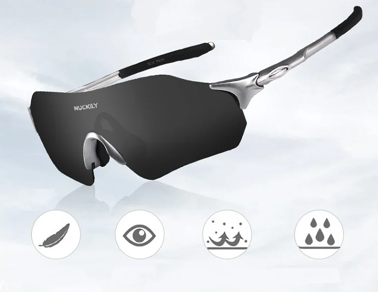 NUCKILY No Border Cycling Glasses Lightweight Running Glasses TR90 Frame Sunglasses For Road Bike and Mountain Bike PA08