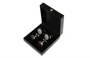 

Luxury Black Leather Cufflinks Boxes Men's Jewellery Display Storage Gift Boxes Cufflinks Holder Wholesale 10pcs/lot