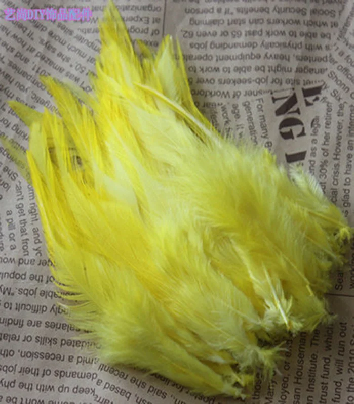 Натуральный 100 шт./лот красивые белые перья с шеи фазана, на стопу длиной от 10 до 15 см/4-6 дюймов - Цвет: Цвет: желтый