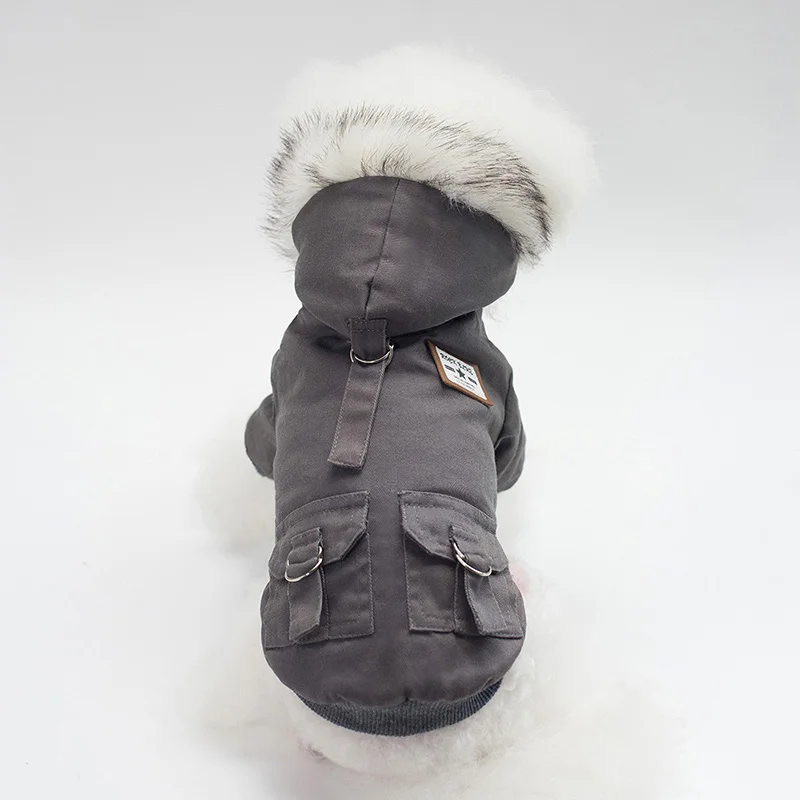 Куртки для собак, зимняя куртка для маленьких и средних собак, зимняя куртка для собак, теплая куртка для питомцев, щенков, увеличивающая рост, размер XXL, хаки - Цвет: DarkGray