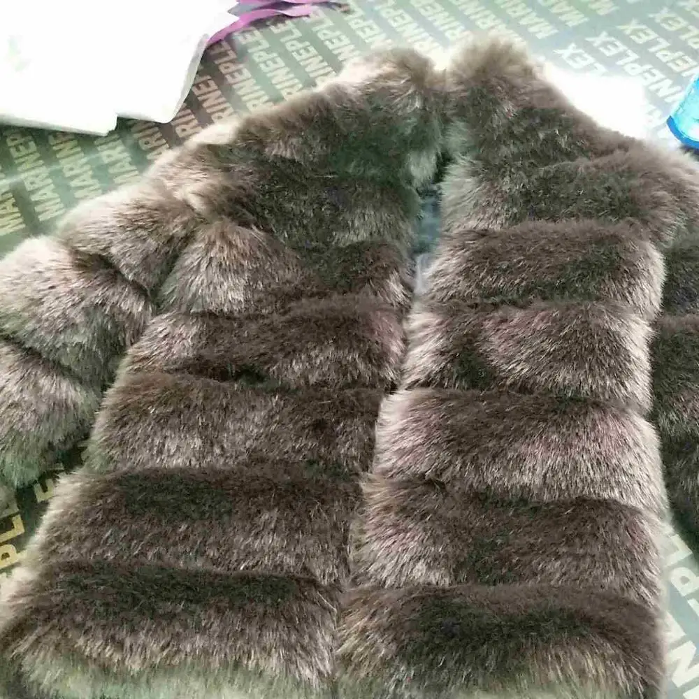 Плюс Siize 3XL Зимняя мода Вечеринка Для женщин искусственного меха лисы пальто женский стоять меховой воротник теплый Искусственный мех куртки пальто X96 - Цвет: hong ka fei