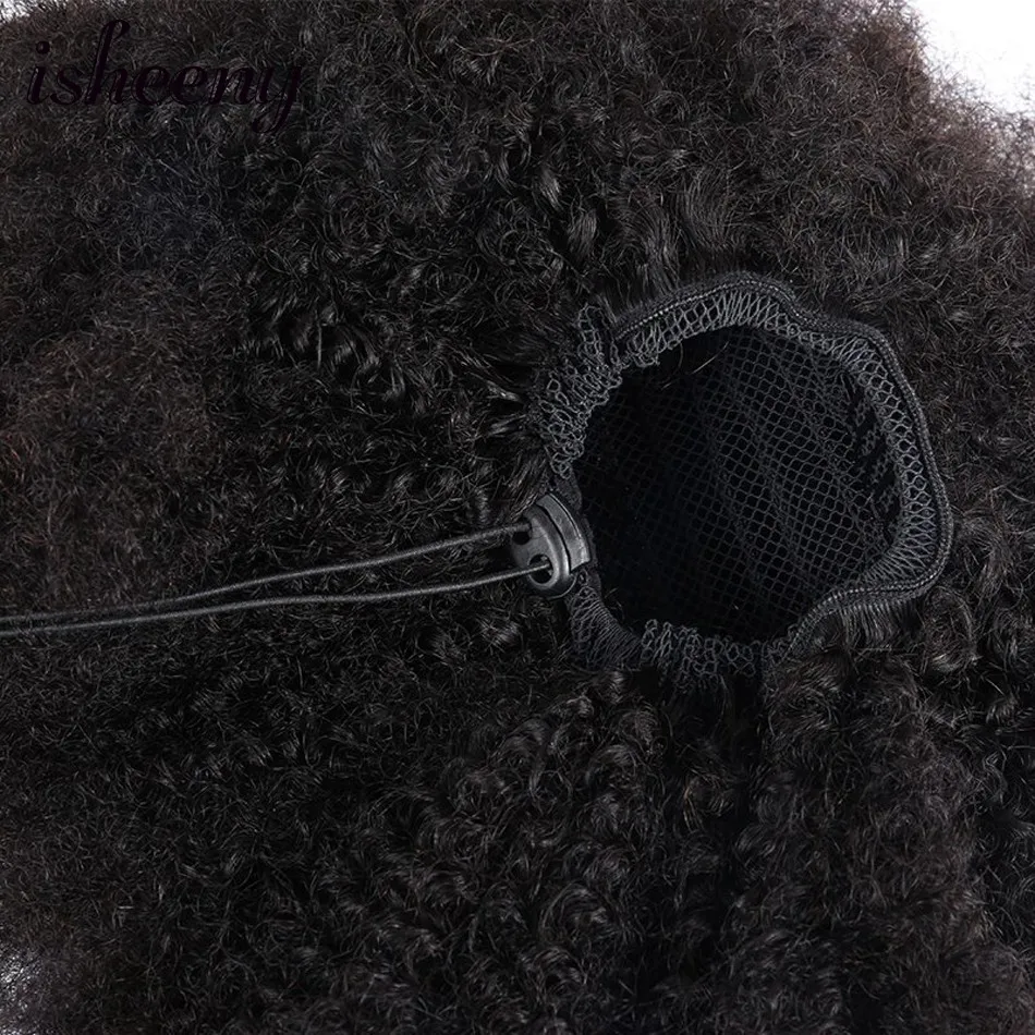 Isheeny кудрявые хвосты на шнурке Клип В бразильские человеческие волосы 8-16 дюймов натуральный цвет клип в человеческие волосы remy