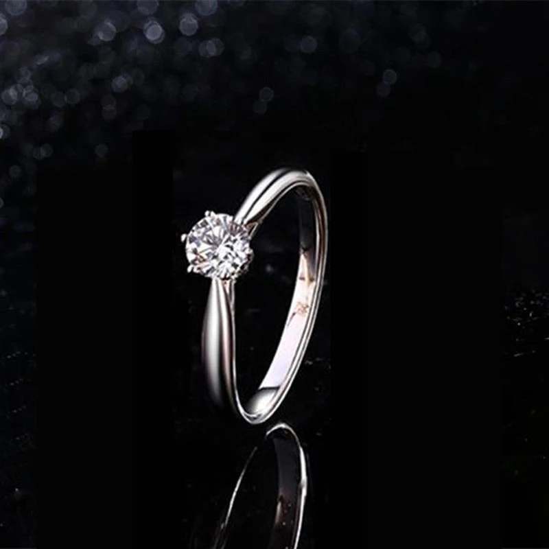 Классические обручальные кольца для женщин Forever простой стиль шесть когтей кубического циркония 3 цвета свадебный подарок модное ювелирное изделие KCR033 - Цвет основного камня: White Gold Clear
