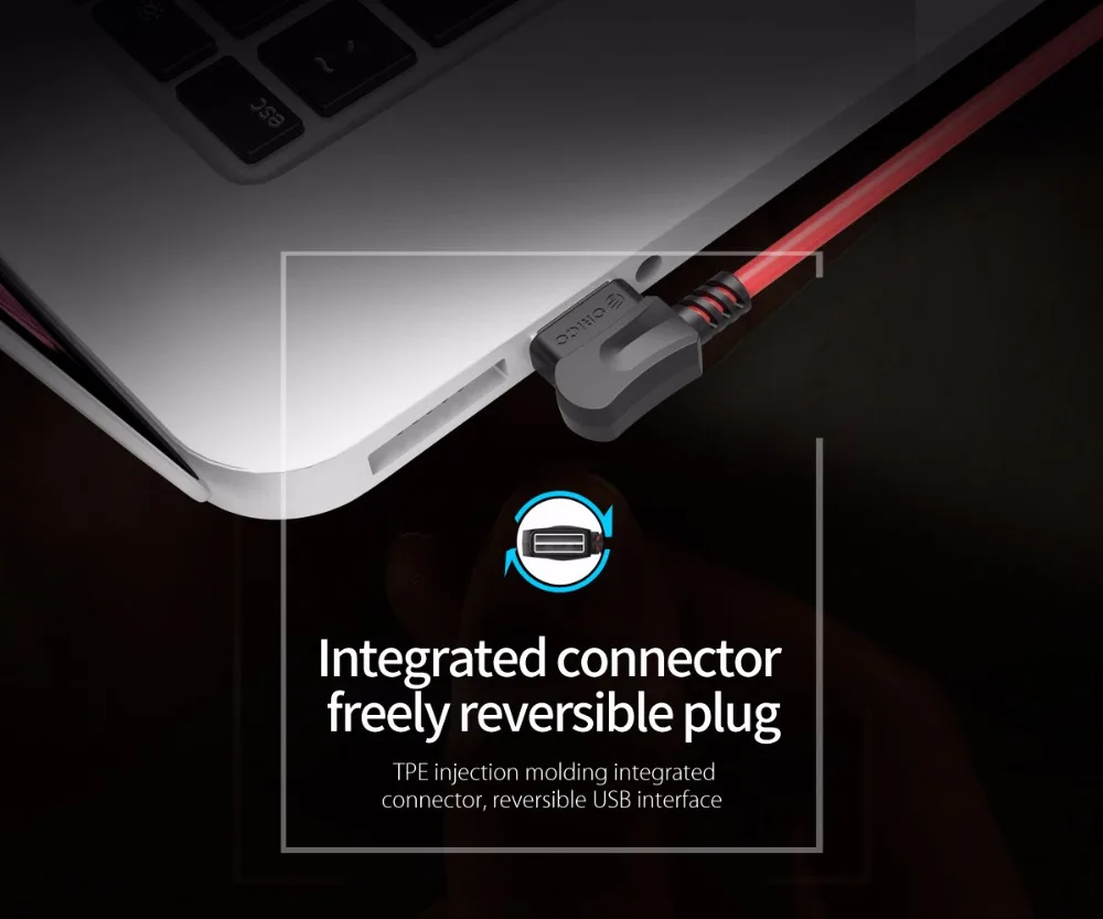 Кабель ORICO type-c с прямоугольным изгибом для телефонов USB type-C, usb-кабель для зарядки samsung OnePlus Xiaomi 4C