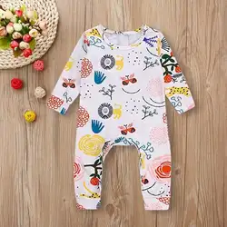 Новорожденных Для маленьких мальчиков девочек цветочным принтом животных комбинезон Детские комбинезоны одежда Детская одежда