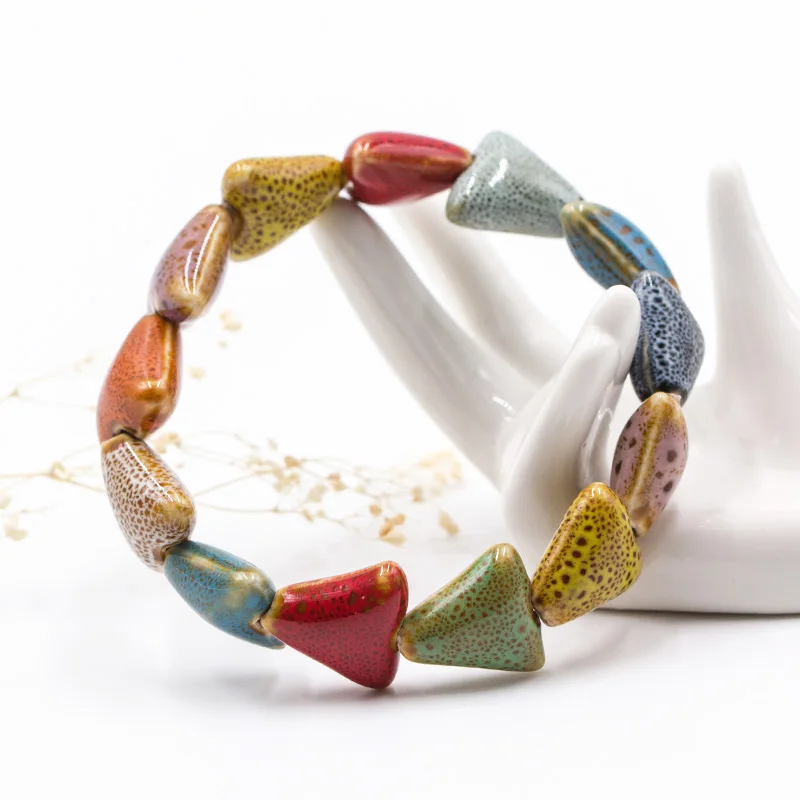 LNRRABC уникальные бусины в форме сердца костяная керамика s керамический камень эластичная капля ручной работы круглый Viviparidae подарки браслет для мужчин