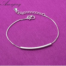 Anenjery Горячая Мода 925 пробы Серебряный ножной браслет для женщин изгиб трубки коробка Chian ювелирный браслет на лодыжку S-B132