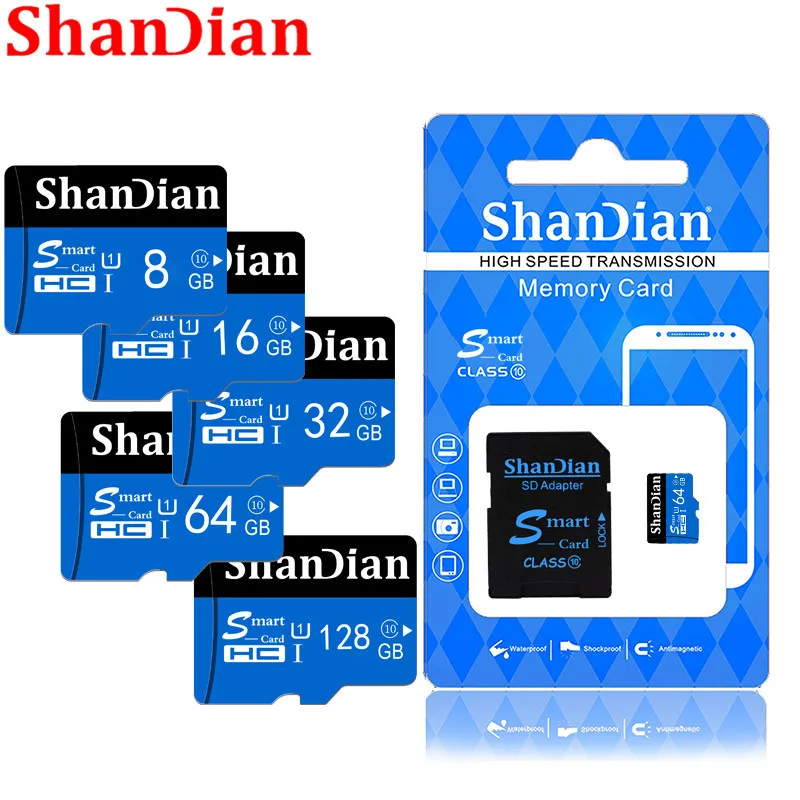 Карта памяти SHANDIAN best Micro SD 64 ГБ 32 ГБ 16 ГБ 8 ГБ 128 Гб класс 10 флеш-карта памяти TF микро SD ручка