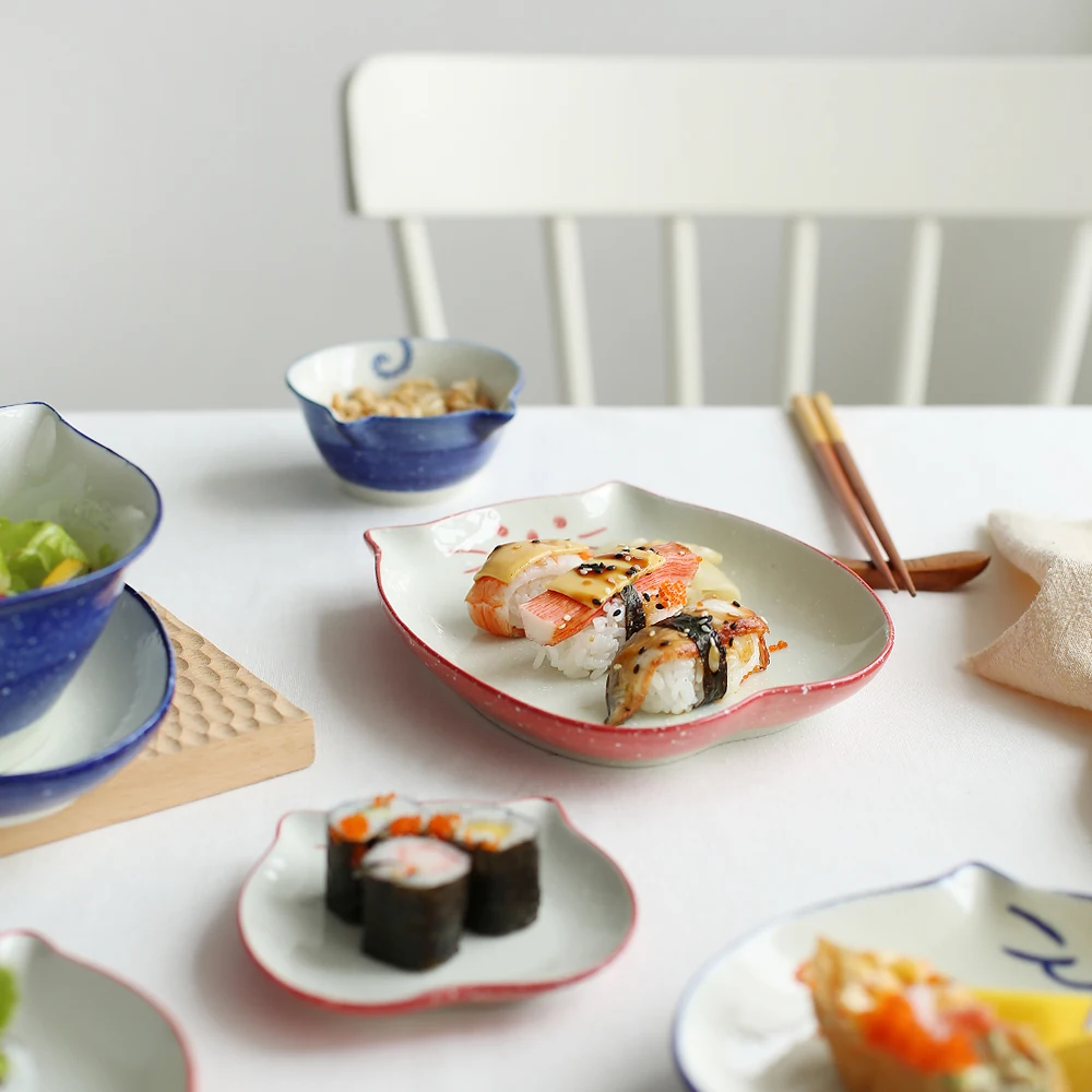 Так милая керамическая тарелка для соевого соуса, Японский керамический набор посуды, миска для смешивания