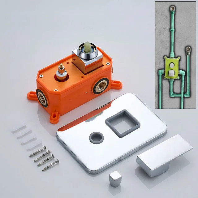 Встраиваемая коробка заслонка смесителя для душа настенный душ регулирующий клапан крана латунь кран ручка управления оранжевая коробка смеситель клапан - Цвет: Chrome 2-ways