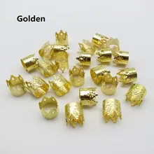 100 шт./упак. Золотой/Серебряный корона дизайн регулируемый волос оплетка dread дредлок браслет из бусин клипсы микро кольца аксессуары 9 мм отверстие