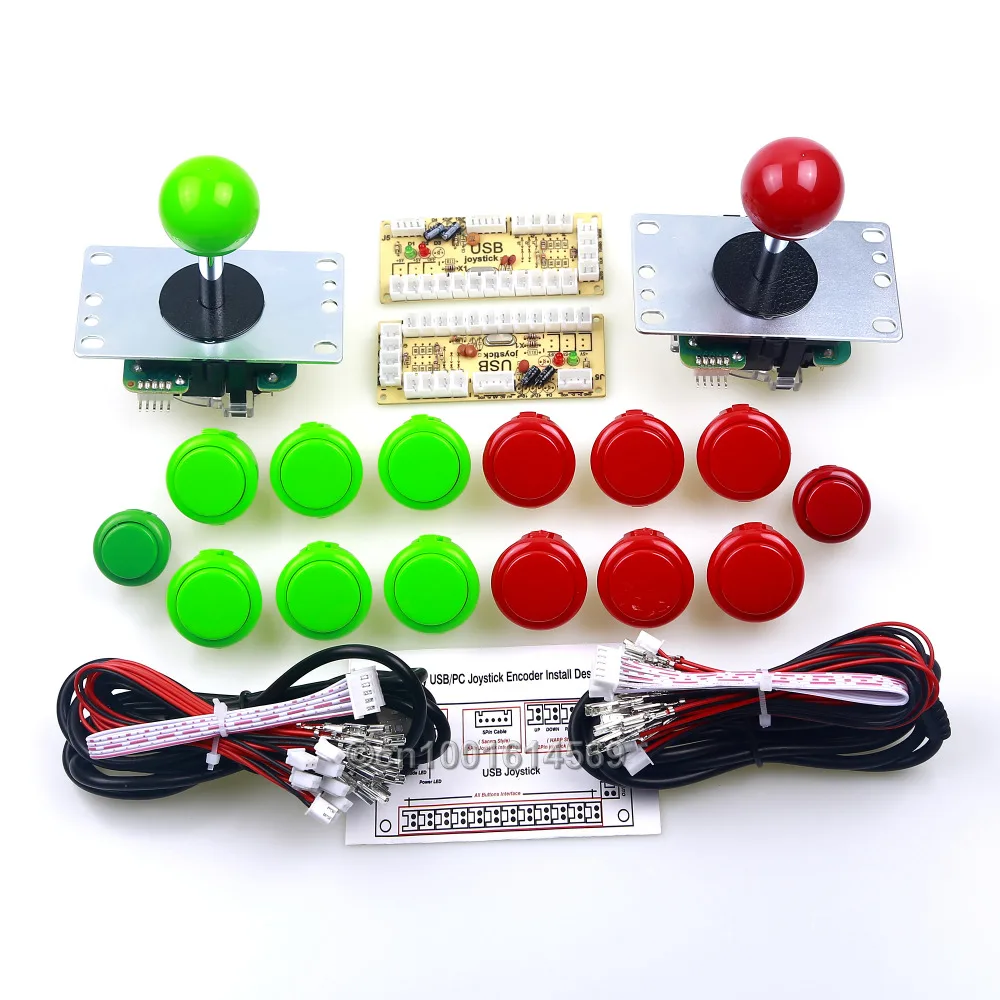 

12 X SANWA Push Buttons & 2 X China Push Button + Sanwa Arcade Joystick + USB Circuit Board For PC Game Controller USB Universal
