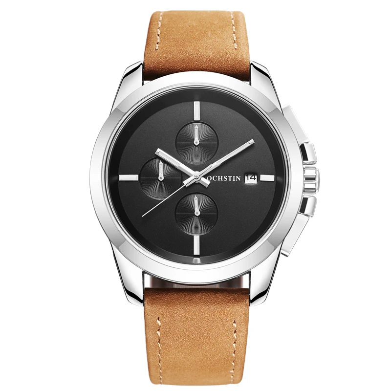 OCHSTIN Men Watches Top Brand Luxury Male Leather Waterproof Sport Quartz Chronograph Military Wris