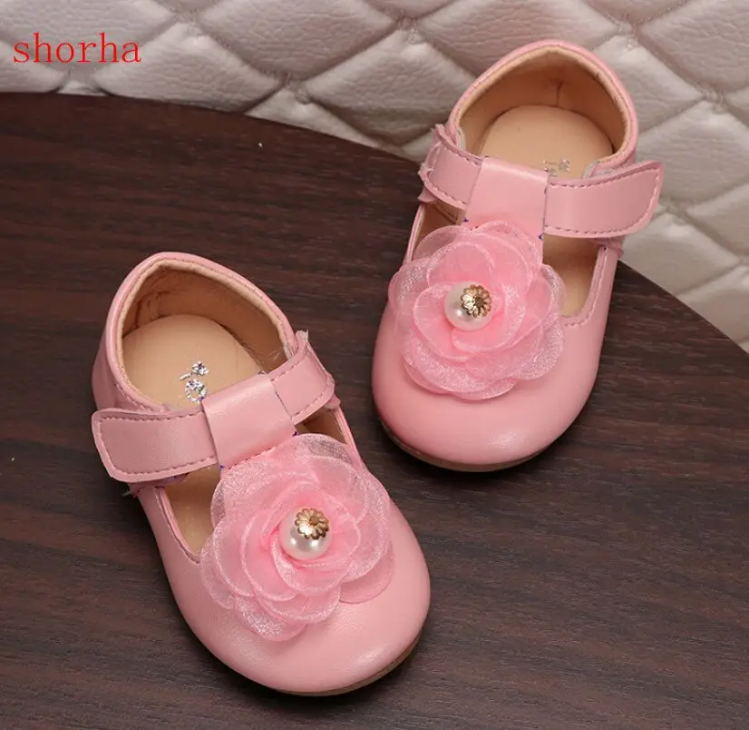 2021 New Style Baby Girls Shoes Floral Soft Leather Princess Wedding