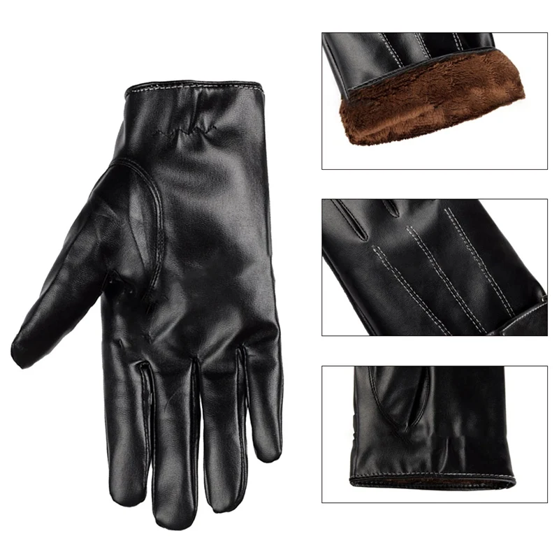 2018 Mens Luxurious PU Leather Winter Super Driving Warm
