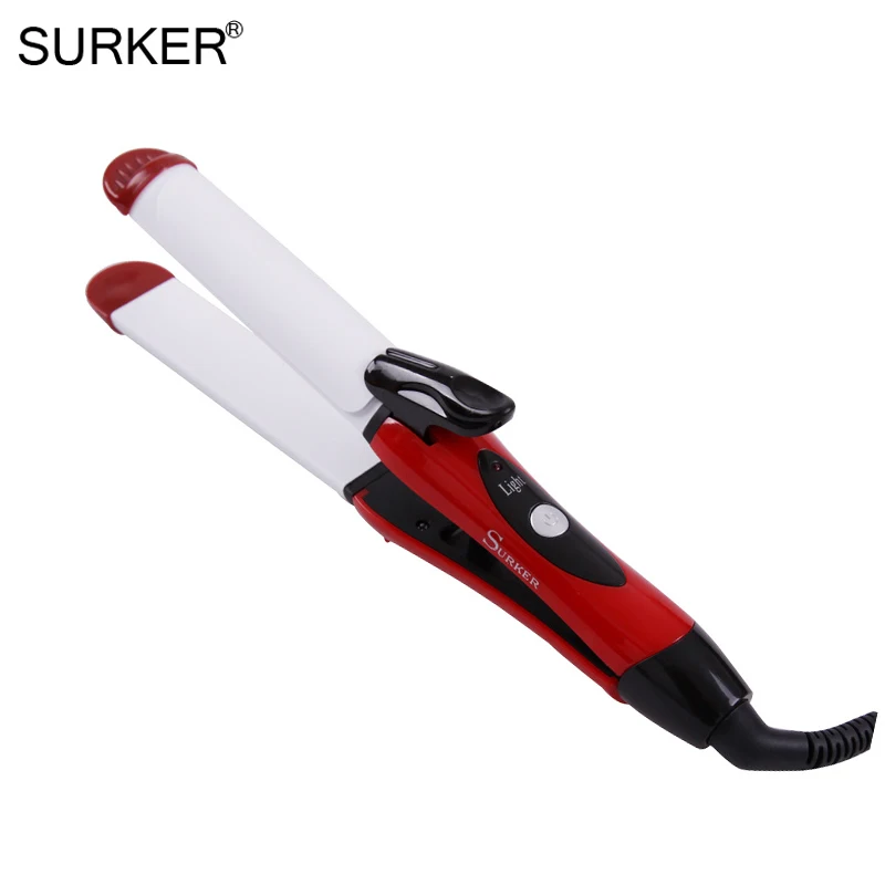 SURKER 2 In 1 Professional Electric Curling Iron Wand Wave Curl Styler Straightener&Curling Iron