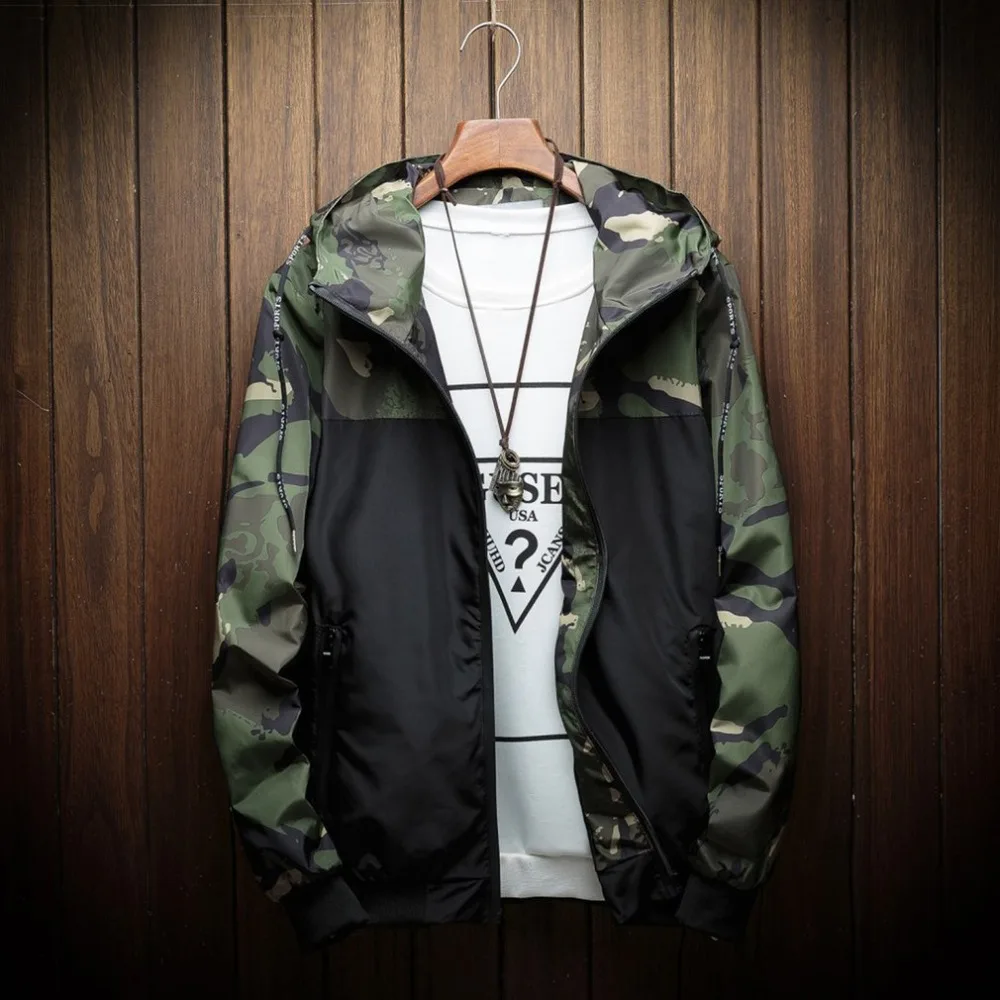 Men Hooded Jacket Bomber Masculine Coats Hip Hop Korean