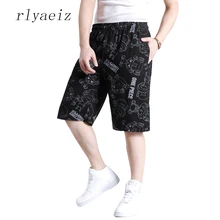 Rlyaeiz негабаритных 6XL 7XL шорты для мужчин Летние повседневные мужские шорты с принтом из мультфильмов Фитнес Эластичный пояс мужские шорты