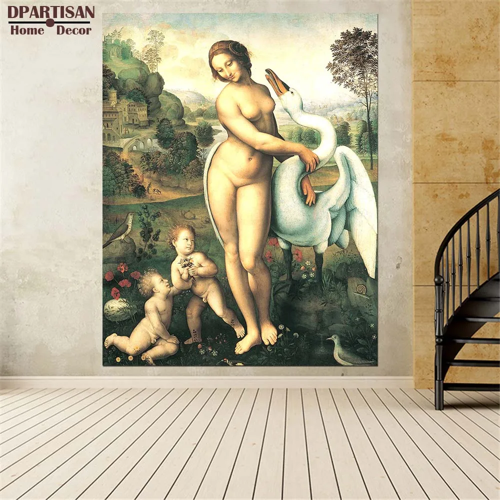 

DPARTISAN oil print canvas wall art decor pictures Leda and the Swan by Leonardo da Vinci wall painting art no frrame print arts