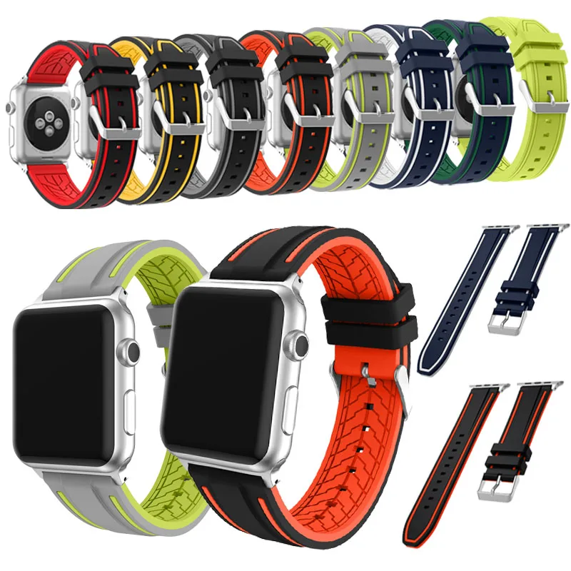 Спортивный ремешок JANSIN для apple watch series 5 4 3 2 браслет iWatch 5 ремешок 40 мм 44 мм мягкий силиконовый ремешок для apple watch 38 мм 42 мм