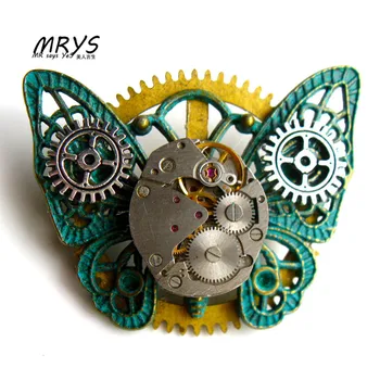 

steampunk gothic punk butterfly watch movements parts gears brooch pins badge men women girls s christmas party