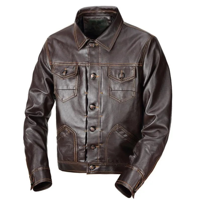 High Quality motorcycle leather jacket men Multi pocket leather jackets