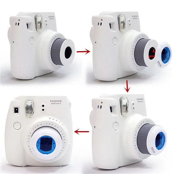 4 шт. градиентный цветной фильтр для объектива камеры набор крупным планом объектив для Fuji Fujifilm Instax Mini 8 7s 8+ Kitty камера мгновенной съемки
