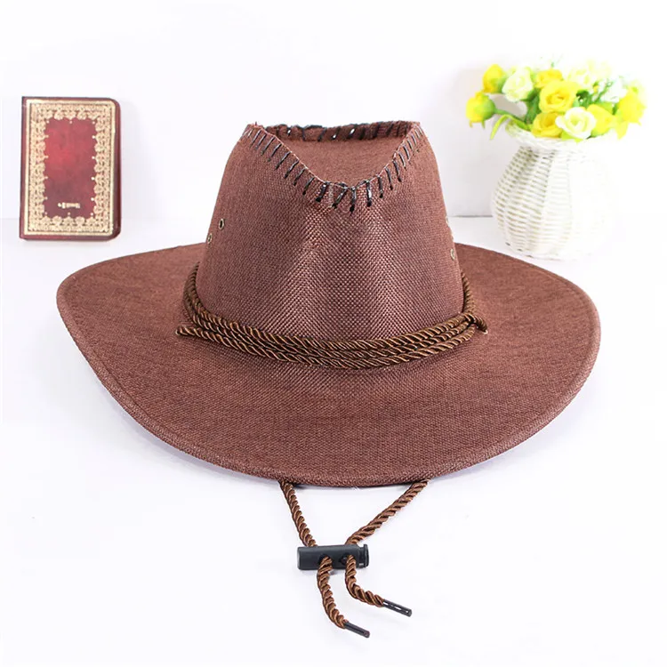 Hot Sale Western Cowboy Style Man Beach Tide Hat Sunscreen Hat Summer Outdoor Sunshade Straw Hat ACA45 (4)