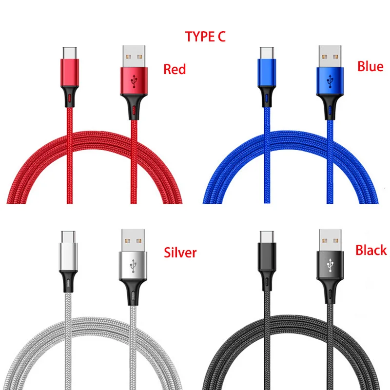 

USB 3.1 Type C Cable 2.4A Fast Charger Metal Nylon Braided Data Line For Samsung Galaxy s8 s9 Plus Note 8 LG G5 G6 G7 V20 V30