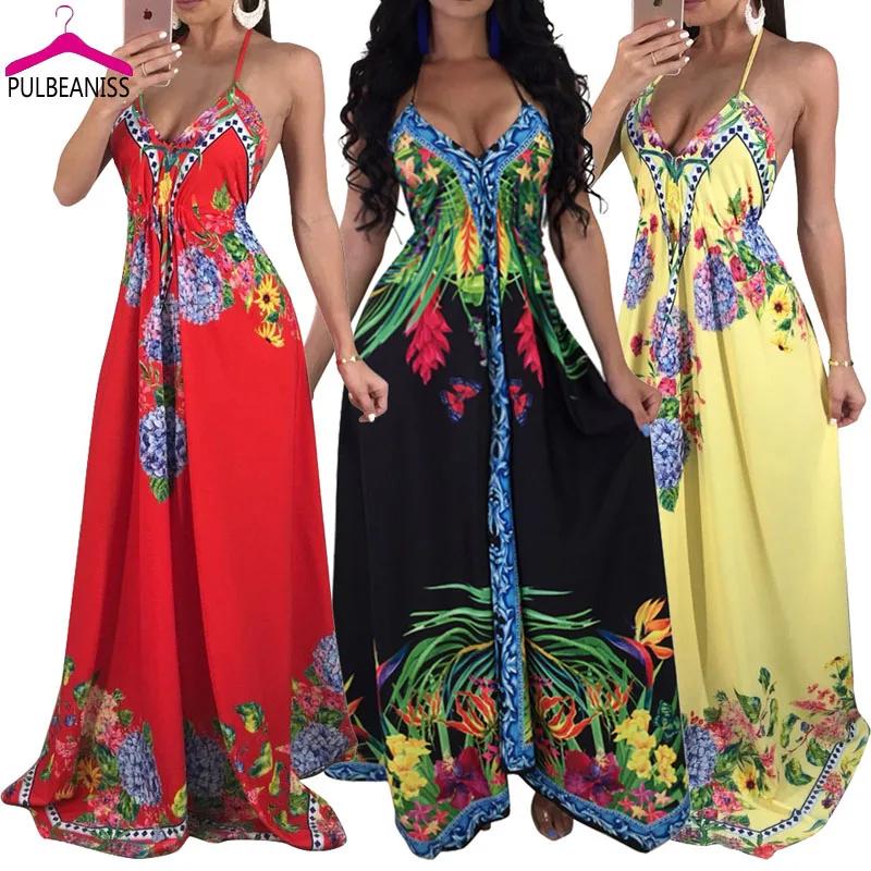 PULBEANISS Vestido De Verano 2018 женские летние Холтер платья Одежда для Для женщин с v-образным